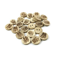 10 Coconut Shell Buttons 12mm - Rustic Fern