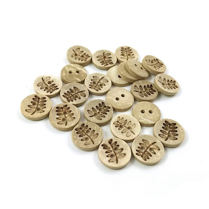 10 Coconut Shell Buttons 12mm - Rustic Fern