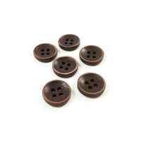 Dark brown button 15mm - set of 6 wood buttons