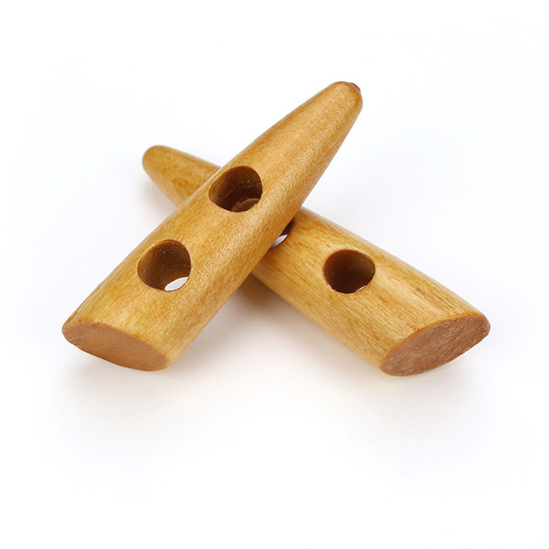 3 wooden Toggle Buttons - Golden Brown - 5cm