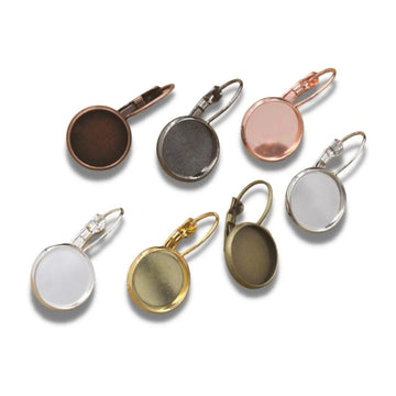 Brass lever back cabochon settings earring hooks - Nickel free, lead free and cadmium free