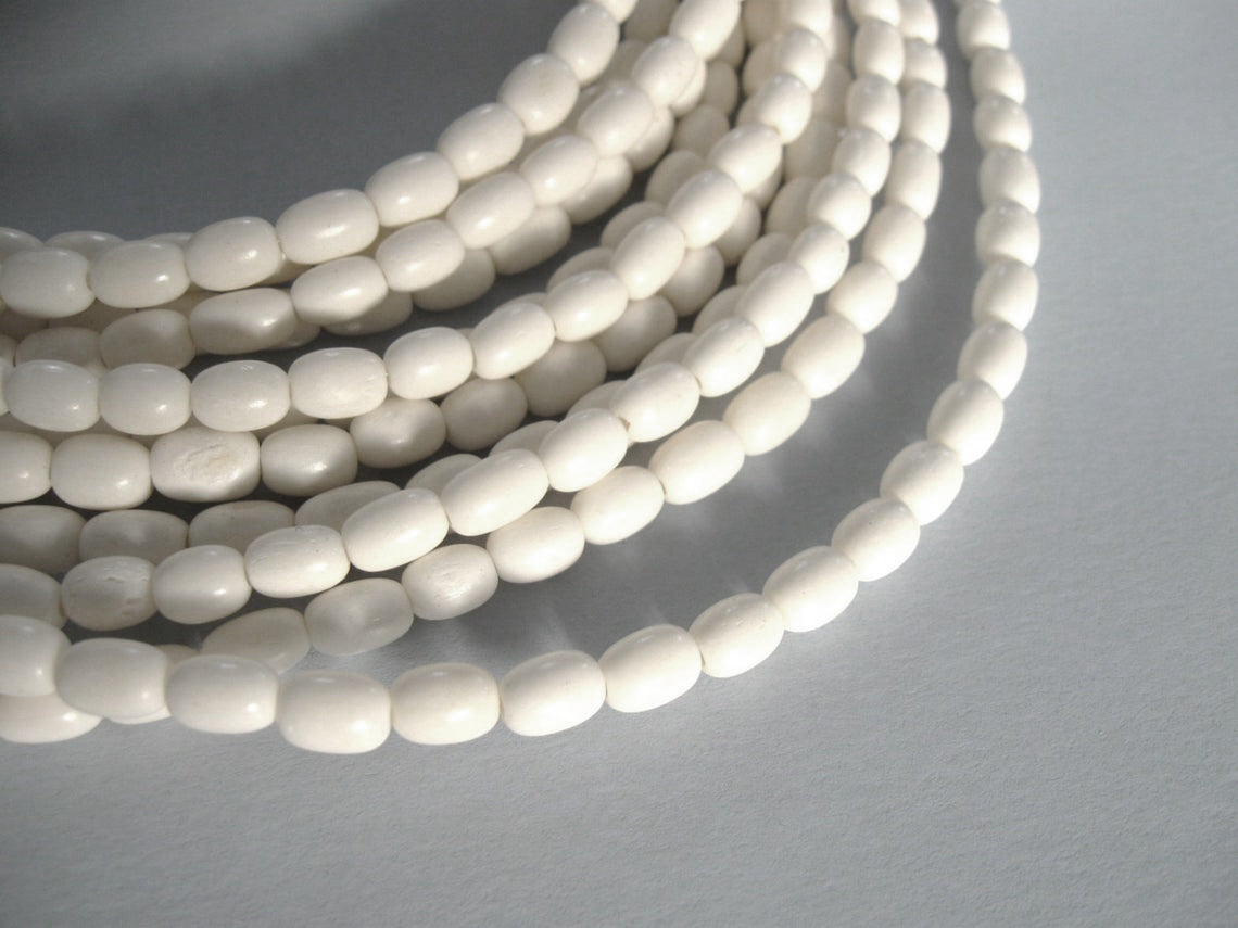 White Bone Beads Hexagonal