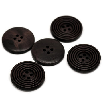 Dark coffee brown Wooden Sewing Buttons 30mm - set of 6 natural circle wood button