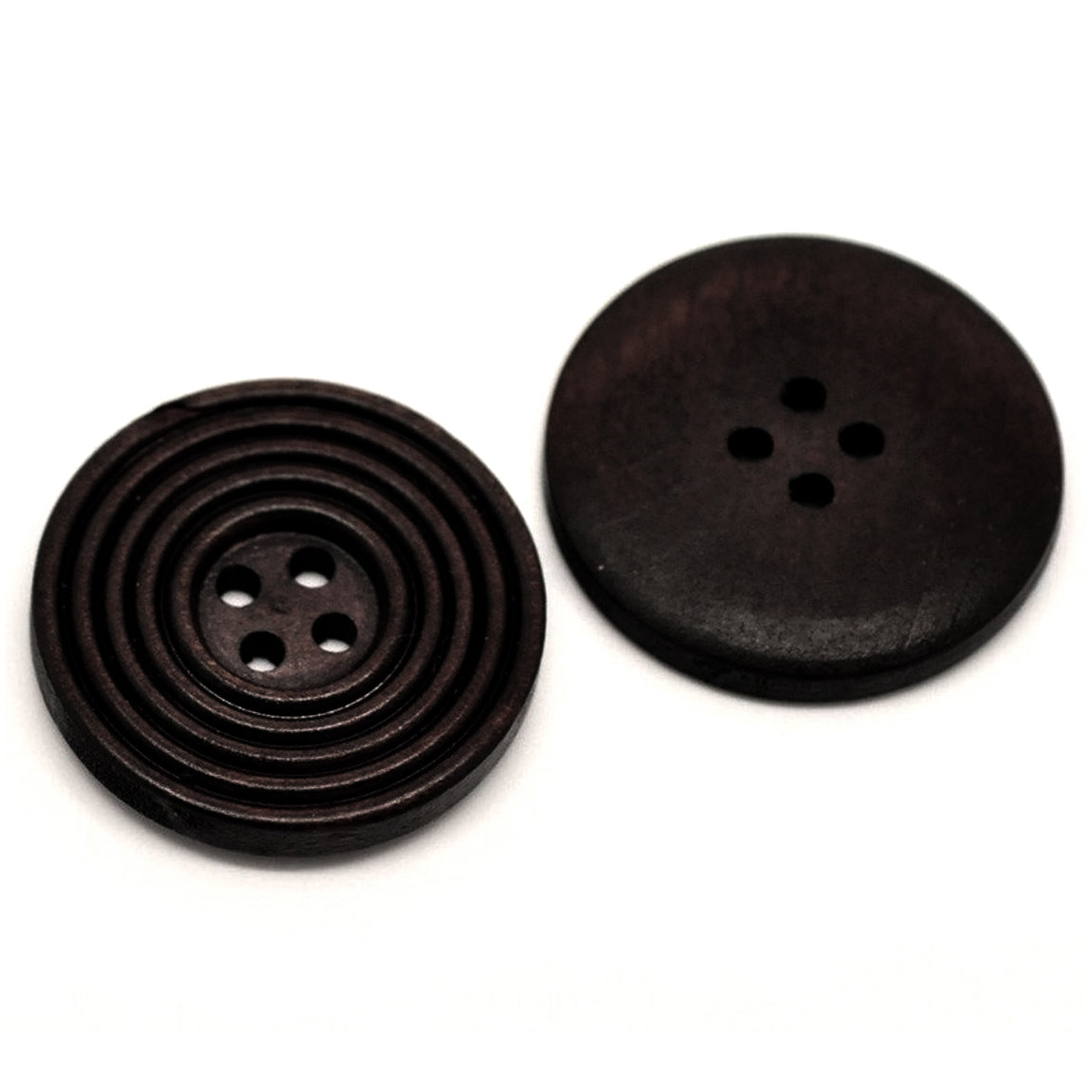 Bouton de bois café foncé de 3cm - ensemble de 6 boutons en bois naturel avec cercles
