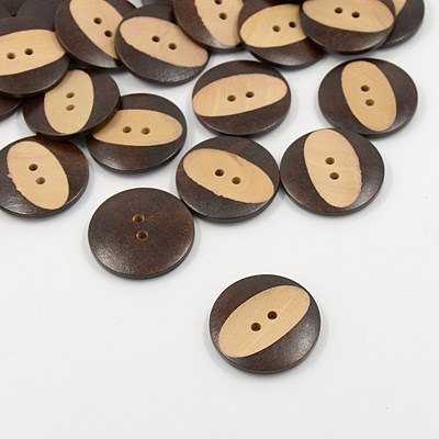 Bouton de bois sculpté de 3cm - ensemble de 6 boutons en bois naturel