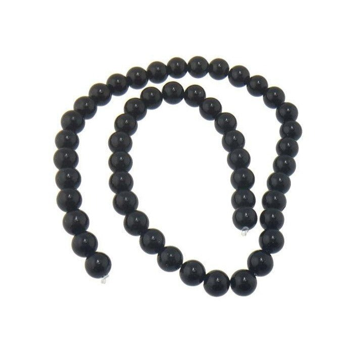 Natural Black Stone Beads Round 4 or 6mm