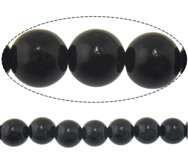 Natural Black Stone Beads Round 4 or 6mm