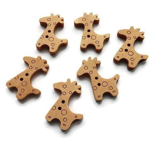 Giraffe Wooden Buttons Set of 6