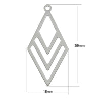 2 Rhombus pendant stainless steel 40mm charms