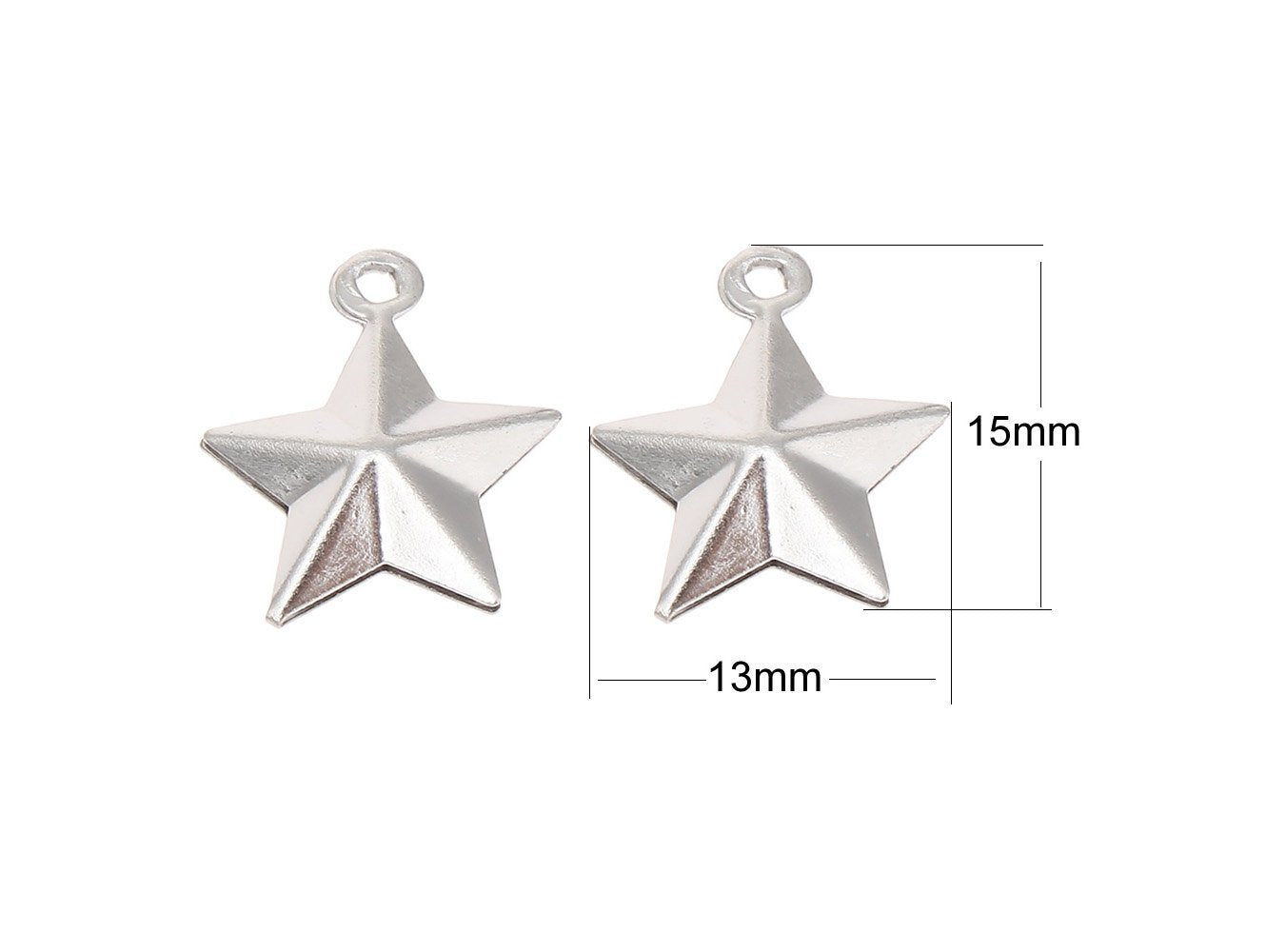 5 Star pendant stainless steel 15mm 3D charms