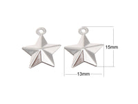 5 Star pendant stainless steel 15mm 3D charms