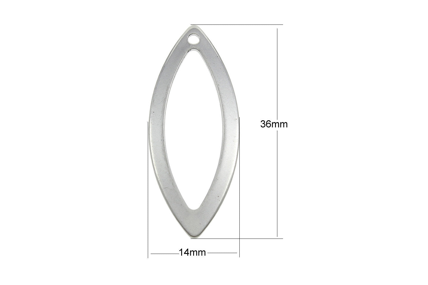 2 Pendentifs ovale pointu en acier inoxydable 35mm
