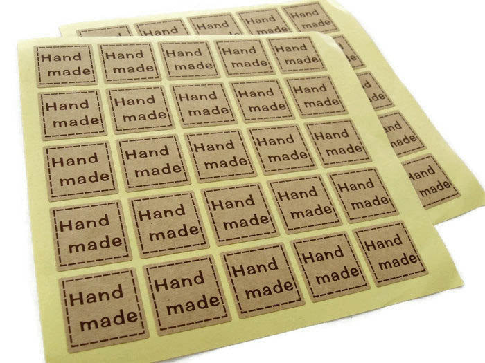 1 inch square sticker label handmade - 32pcs