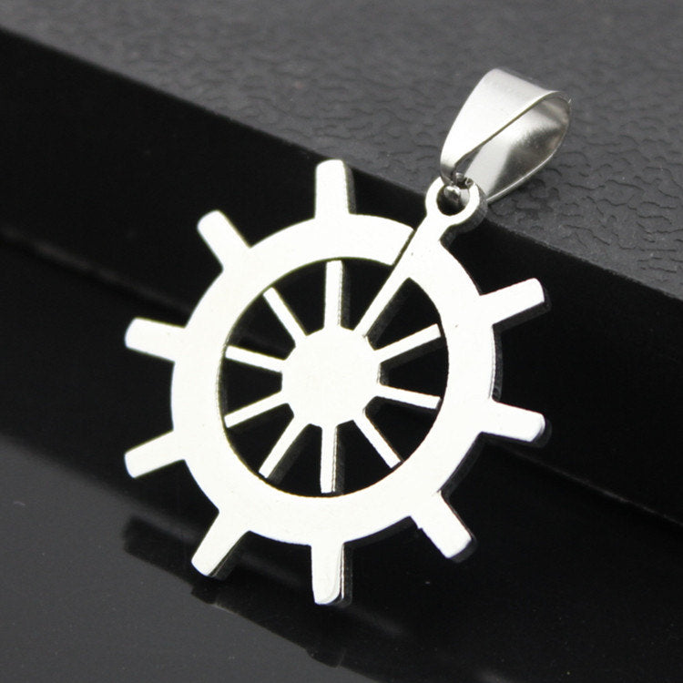 Ship wheel pendant stainless steel hypoallergenic DIY necklace pendant