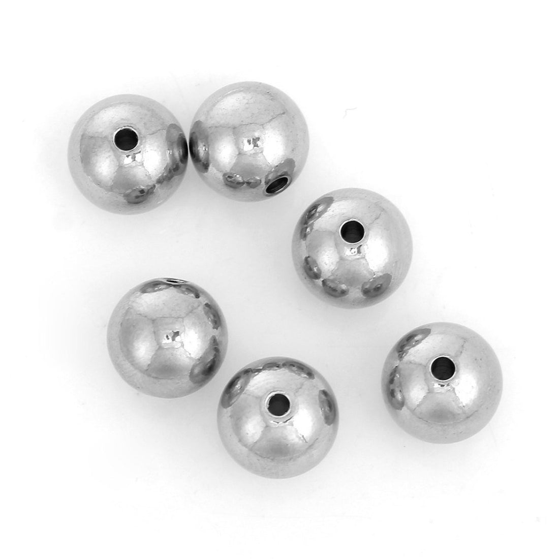 5 Perles 10mm en acier inoxydable