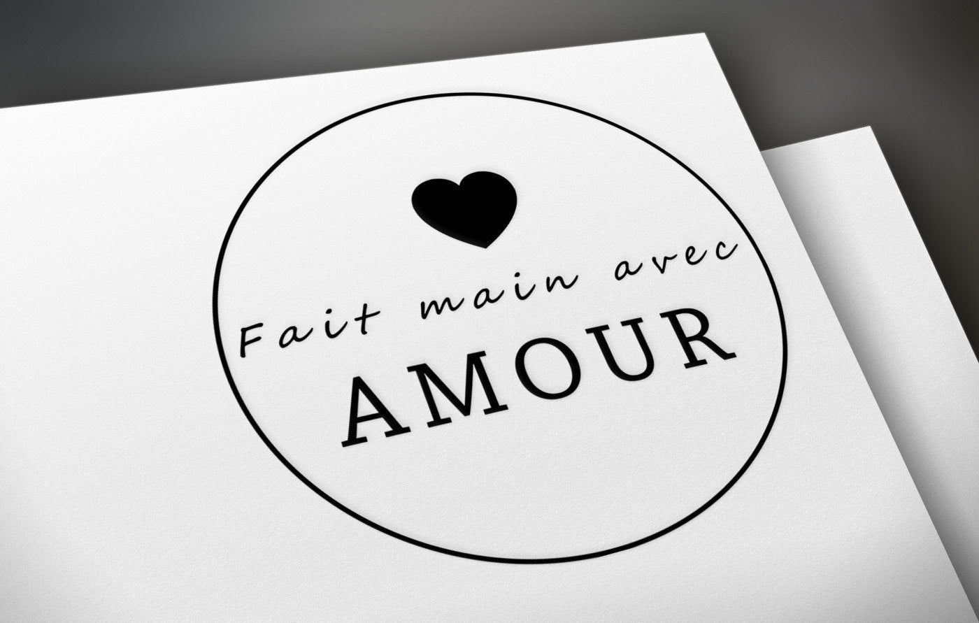 Fait main avec amour printable tags - One and half inch round - Digital collage sheet