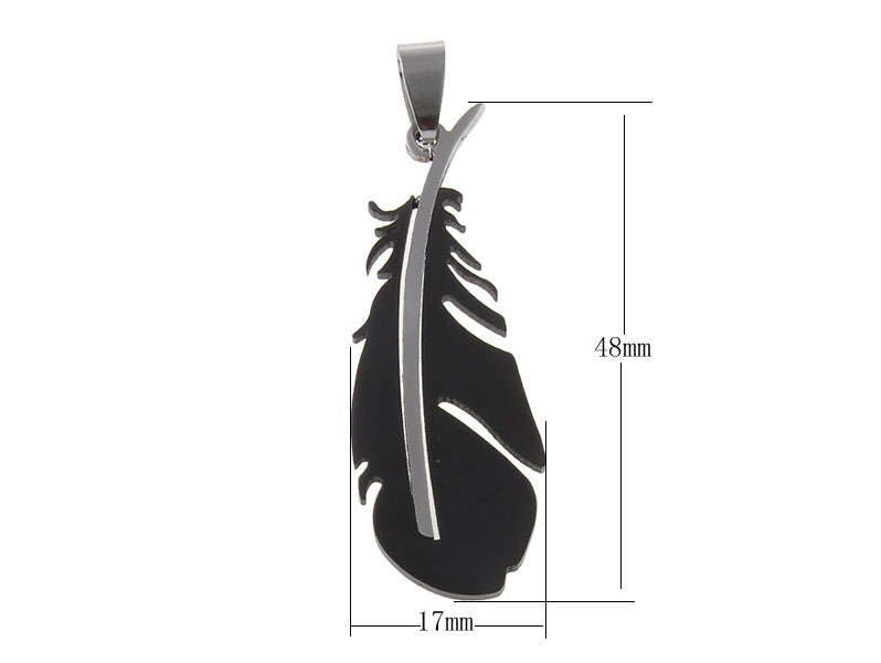 1 Feather pendant stainless steel 50mm - Gold and silver