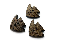 Gros boutons poissons en bois de coco naturel sculpté - Ensemble de 3