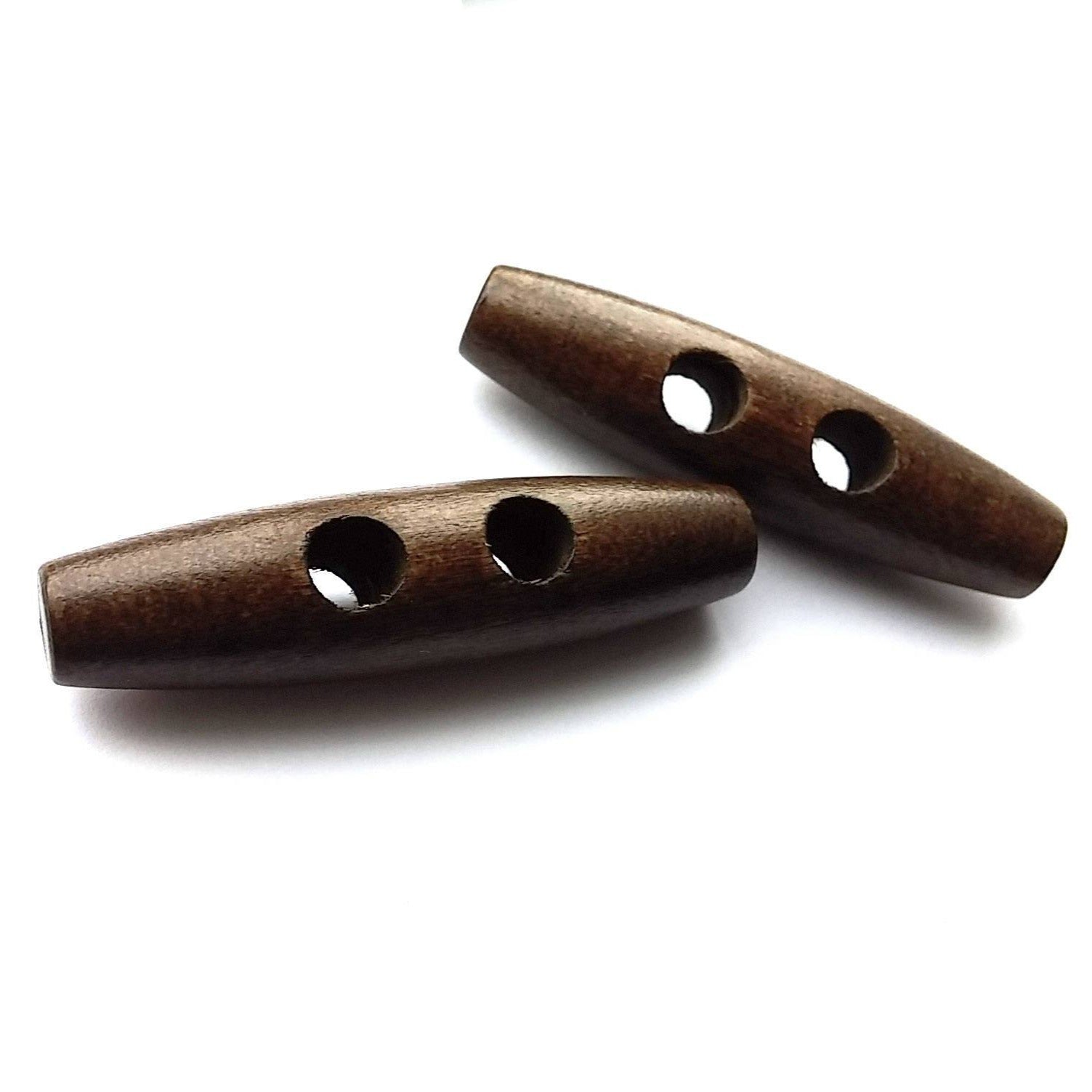 2 Big wooden toggle buttons - brown - 5cm (2")
