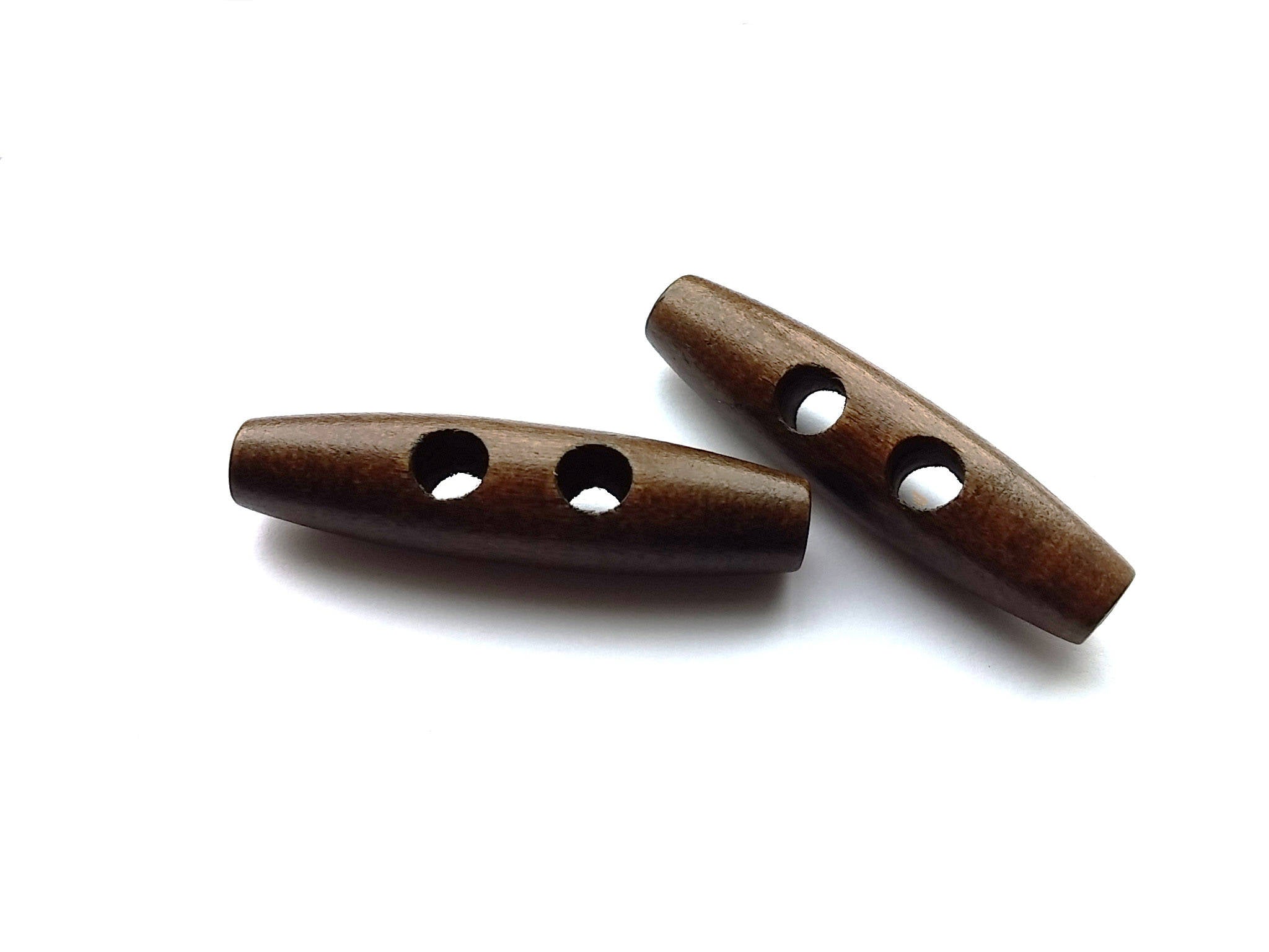 2 Big wooden toggle buttons - brown - 5cm (2")