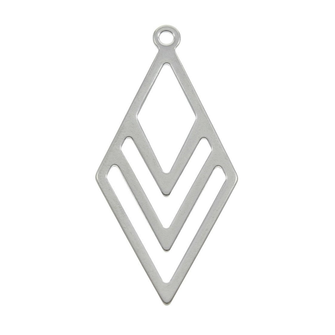 2 Rhombus pendant stainless steel 40mm charms