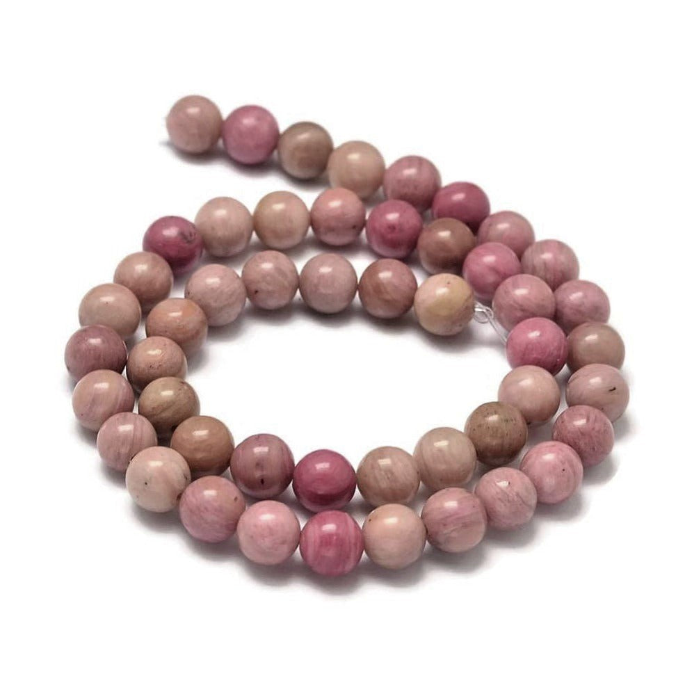 Natural Pink Wood Lace Stone Beads Strands 6, 8 or 10mm Round