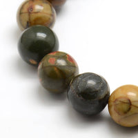 Natural Picasso Stone Beads Strands Colorful Round 10mm