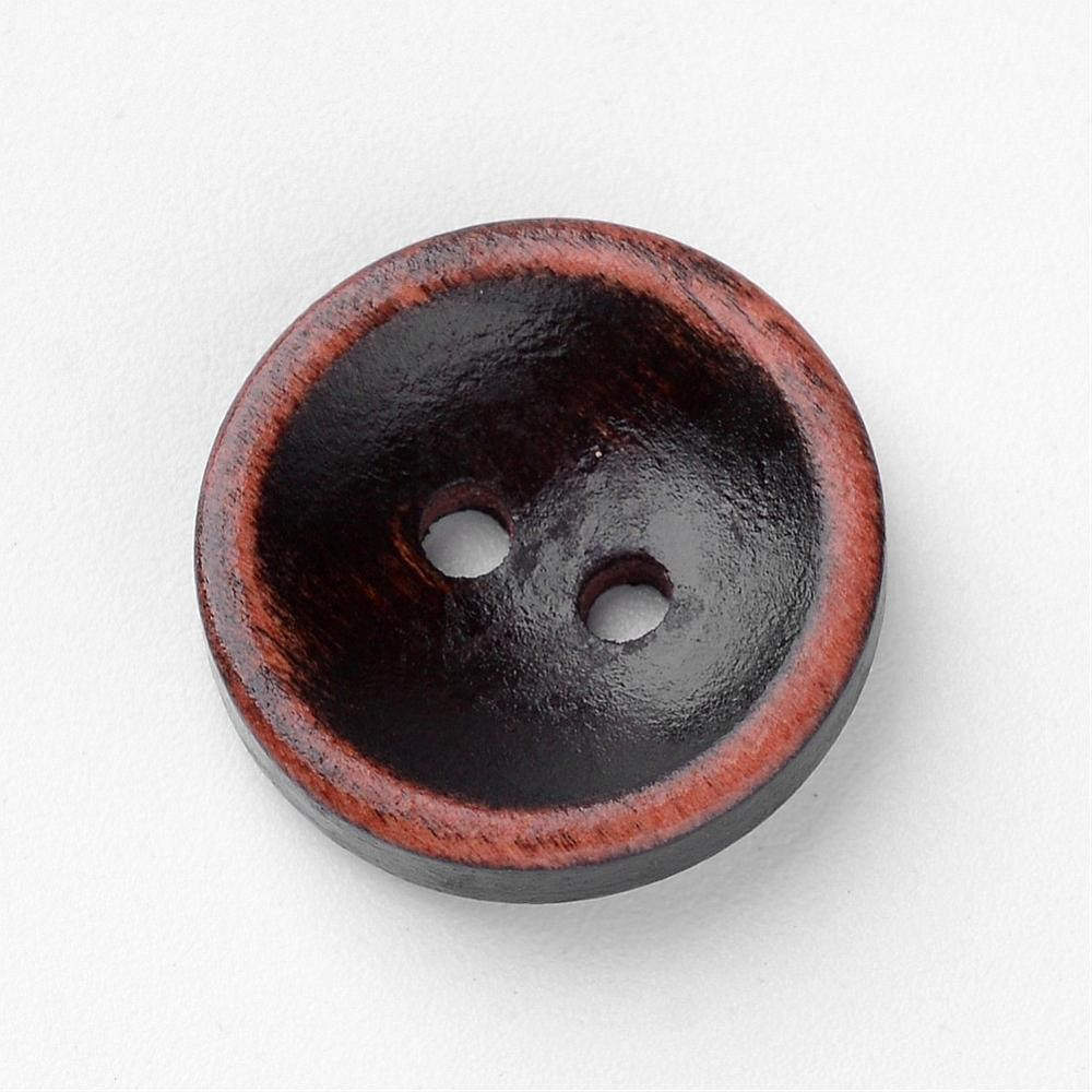 Dark brown Wooden Craft Buttons 18mm - set of 6 wood button