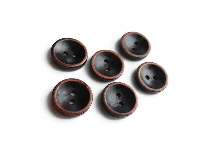 Brown Button 15mm - set of 6 wood buttons