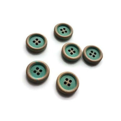 Aqua Button 15mm - set of 6 wood buttons