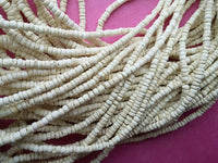 100 white coconut beads - Coconut Rondelle Disk Beads 4-5mm  (PC219N5)