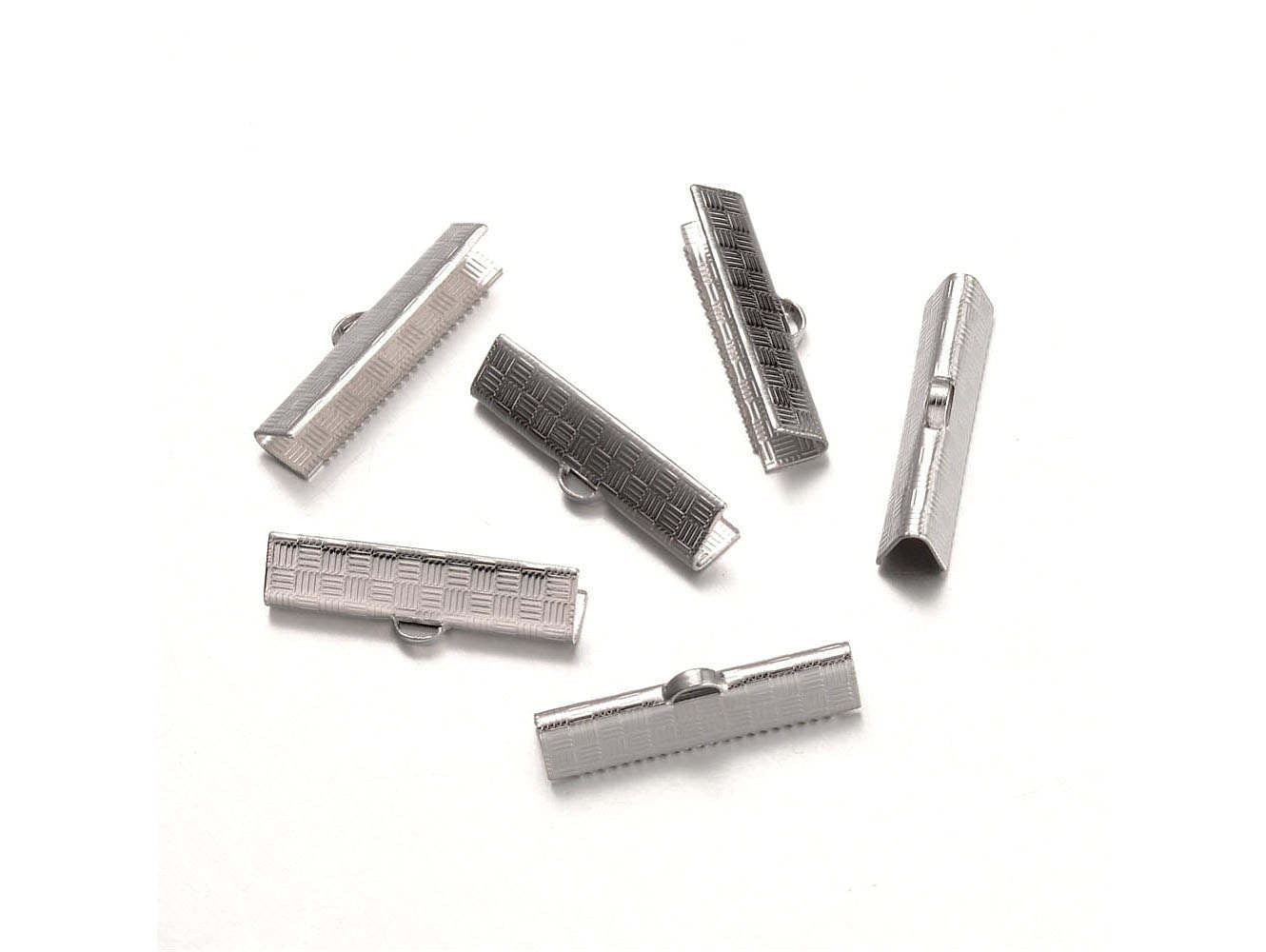 10 Stainless steel ribbon ends 13 or 25mm - 0.5 or 1 inch silver ribbon end crimps