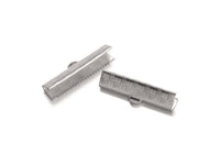 10 Stainless steel ribbon ends 13 or 25mm - 0.5 or 1 inch silver ribbon end crimps