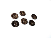 6 Coconut Buttons 13mm - Carved
