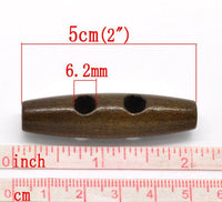 2 gros boutons de bois couleur marron 5cm