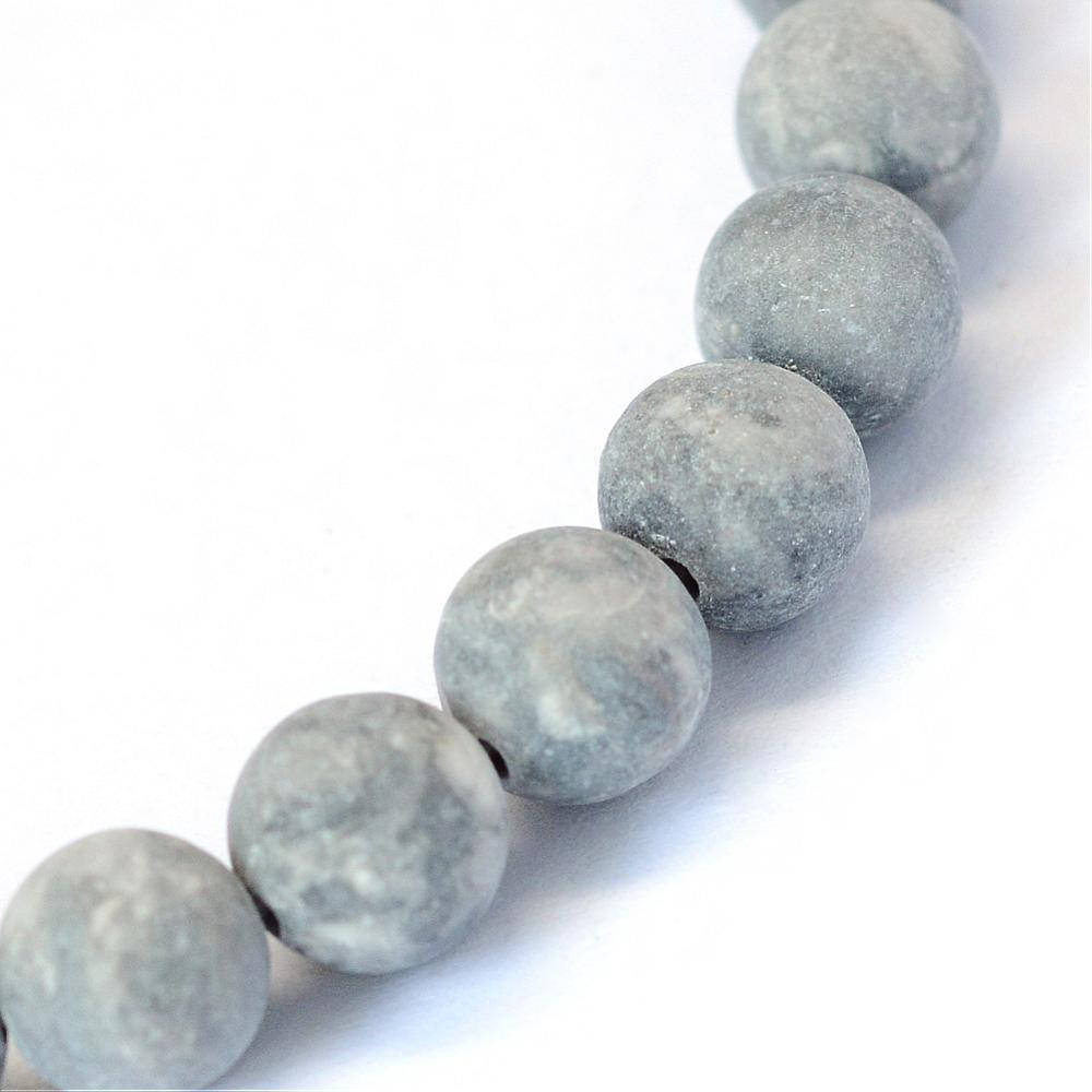 Frosted Natural Picasso Round Beads Strands 4, 6 or 8mm - Grey
