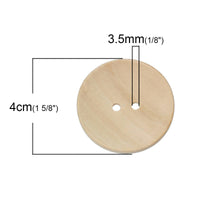 Unfinished wooden sewing buttons 20, 30, 35 or 40mm large buttons - set of 2