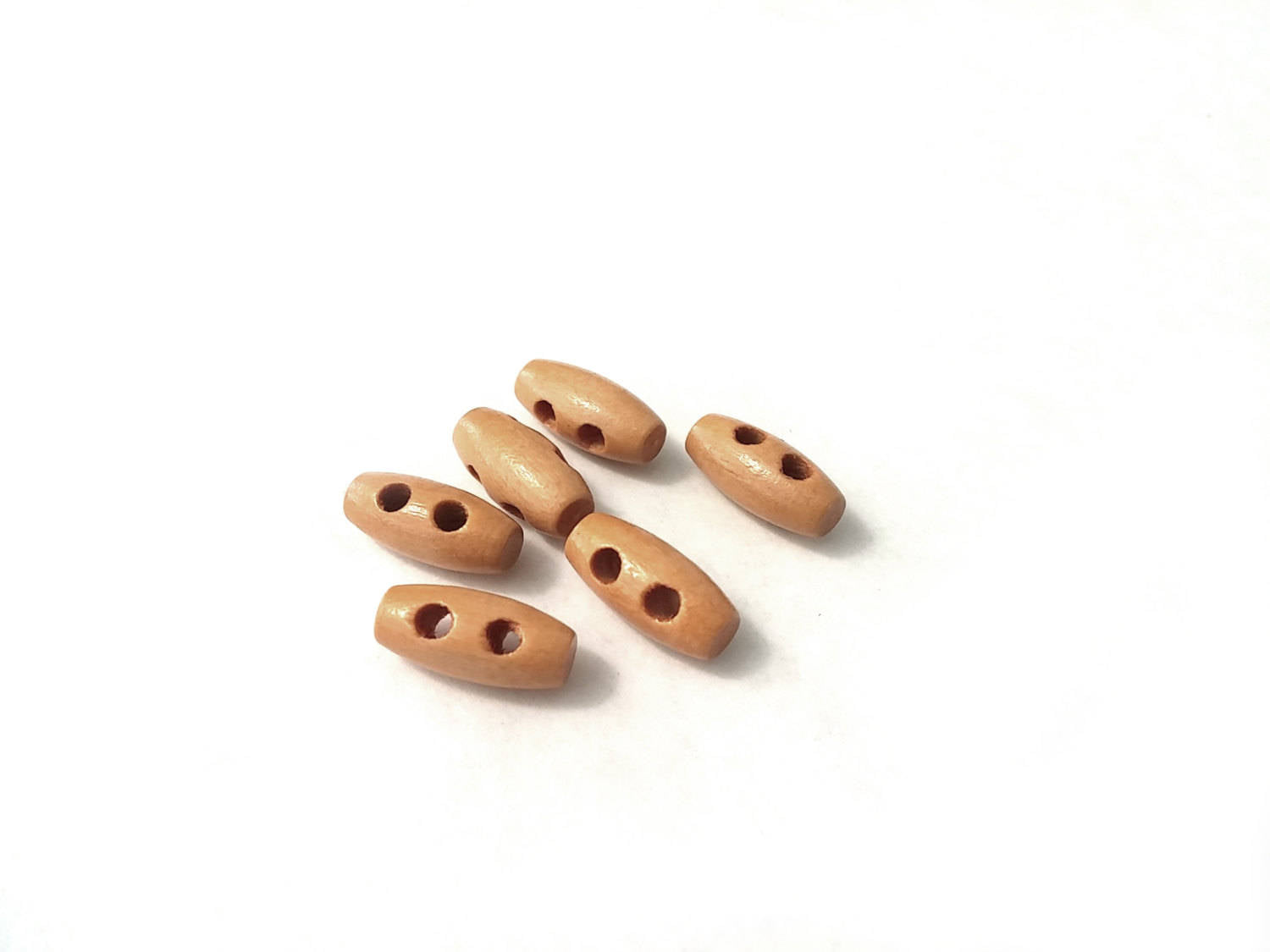 6 minis boutons de bois ivoire, beige, marron ou noir 15mm