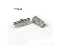 10 Stainless steel textured ribbon ends 8, 13, 15 or 20mm