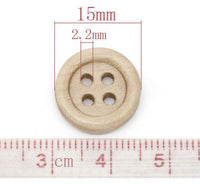 Wholesale Wooden buttons - Natural 4 Holes Wood Sewing Buttons 15mm - set of 60