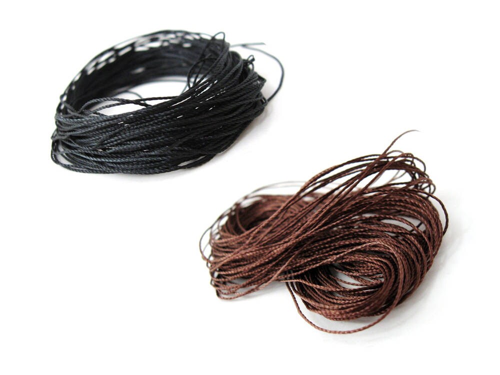 Waxed nylon cord 0.65mm - 20 meters / 65 ft - Black or Brown string for jewelry making