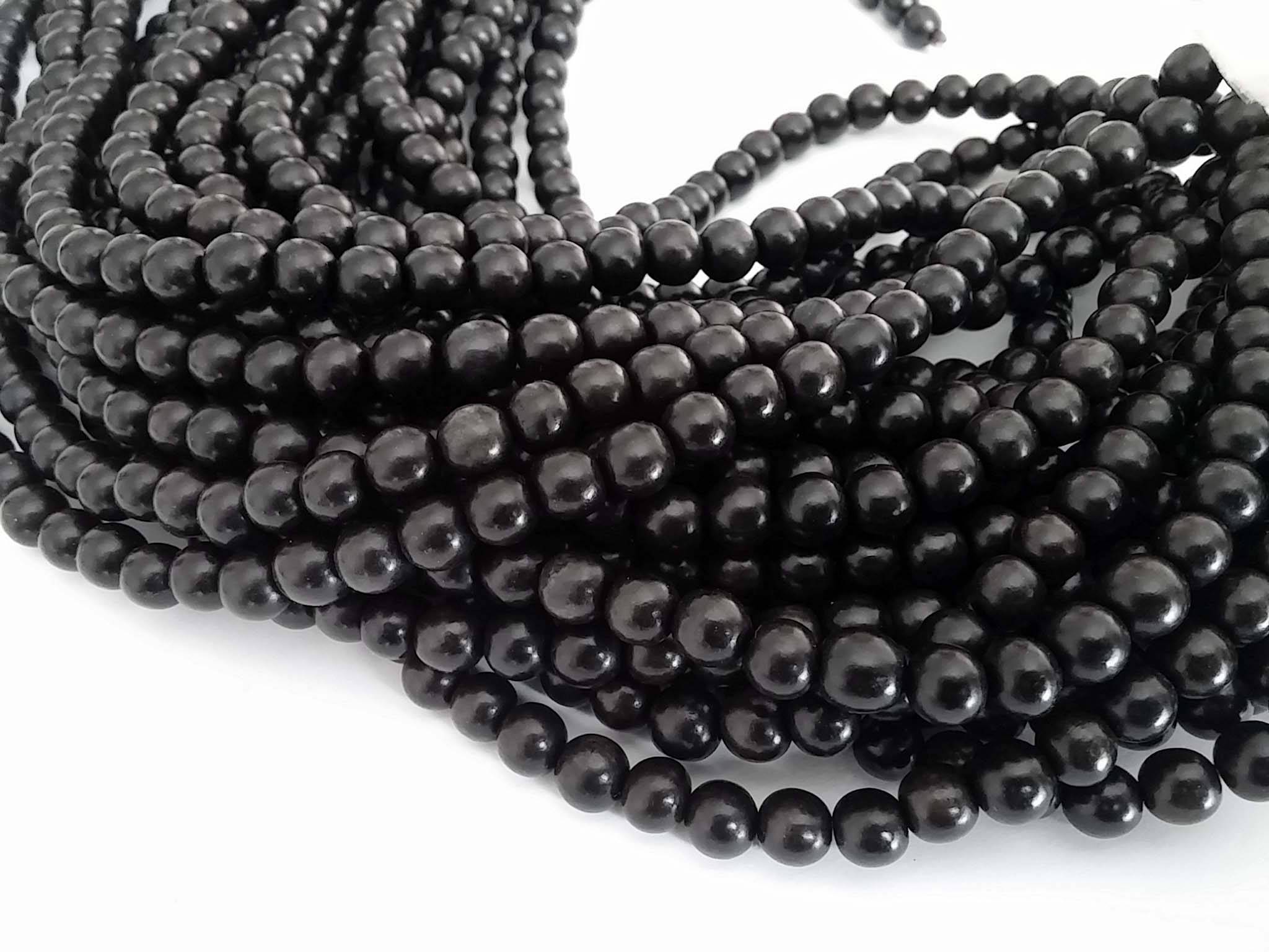 Exotic Black Kamagong wood round beads - Wooden Beads 6 or 8mm