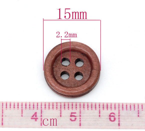 Wooden Buttons handmade With Love 15mm Sewing Scrapbooking Craft