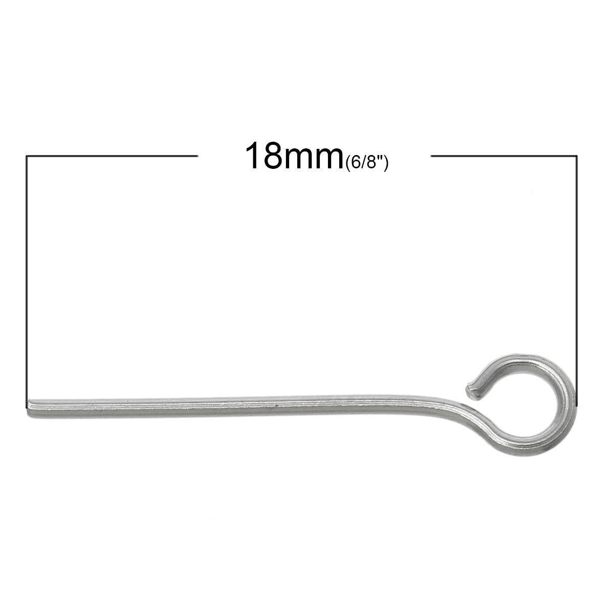 30MM Stainless Steel Eye Pins, Metal Jewelry Fittings, 30mm, Pin: 0.6mm,  Hole: 2mm