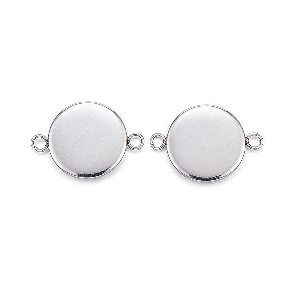 30 Stainless Steel Charms For Jewelry Making 8mm/10mm Round Bezel