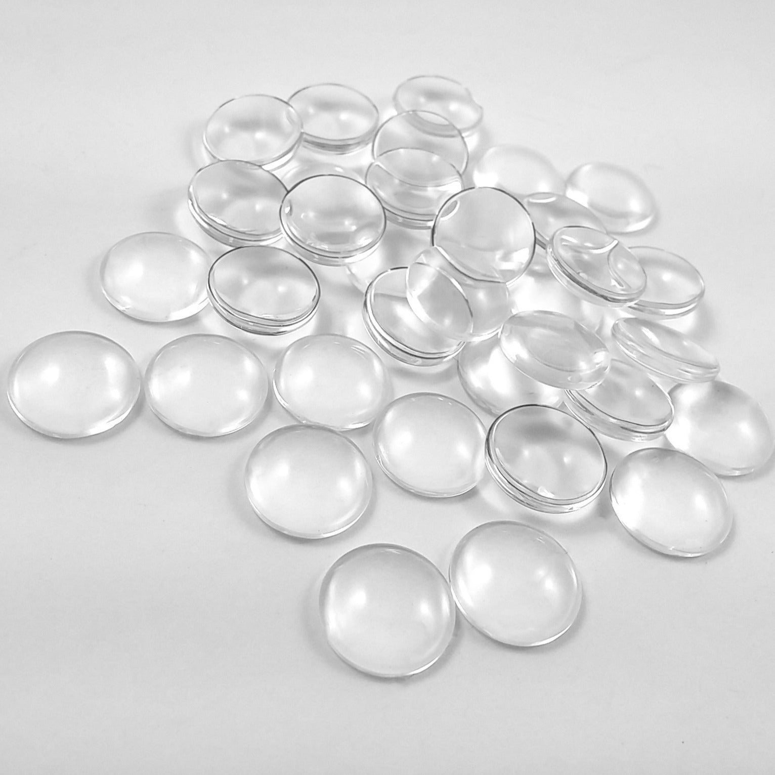 10 Flat Round Clear Glass Cabochons 8, 10, 12, 14, 16, 18 or 20mm