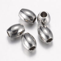 10 Stainless Steel Oval Beads 5, 6 or 8mm