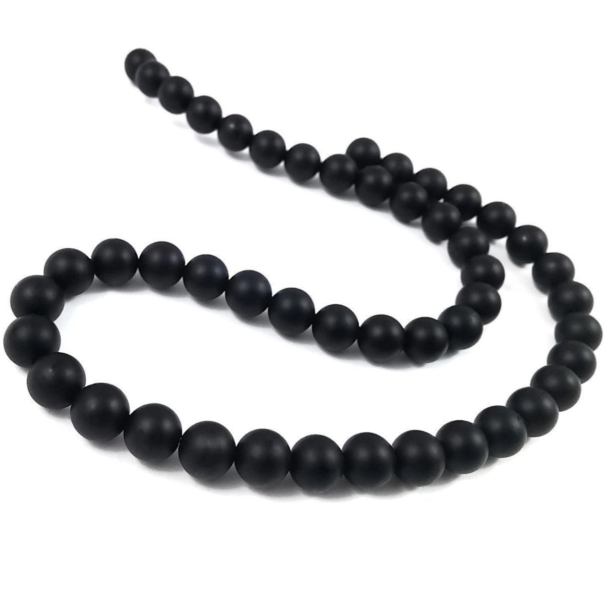 Natural black agate frosted beads Round 6mm or 8mm