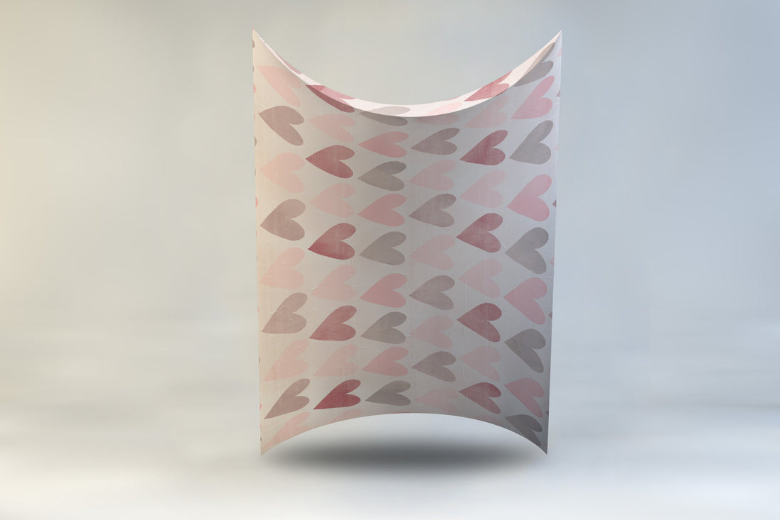 Digital Deep Pillow Box Pink and Red Hearts