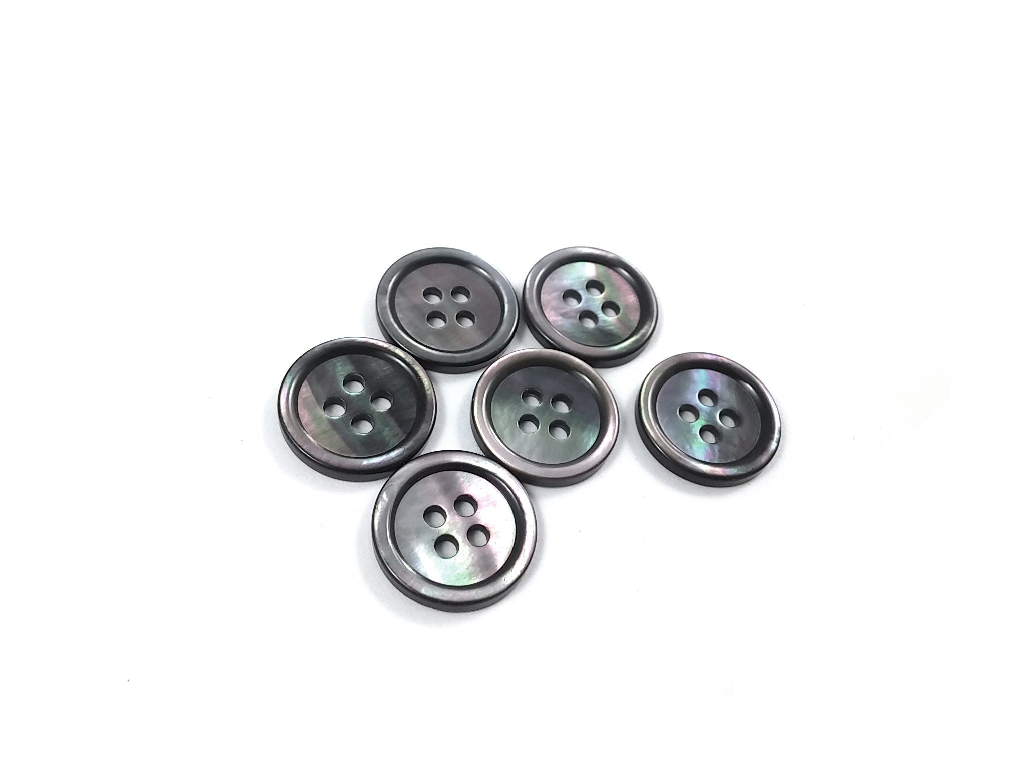 Trochus Shell Buttons 11 or 15mm - set of 6 eco friendly grey buttons 